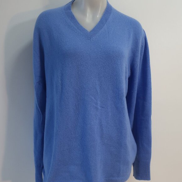 Mens Ravissante St. Tropez Periwinkle Blue Cashmere V-Neck Pullover Sweater M - Picture 2 of 9
